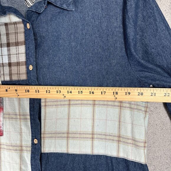 Origami Dress Size S Denim Patchwork Quilt Midi Oversized Lagenlook Cottagecore - Picture 6 of 16